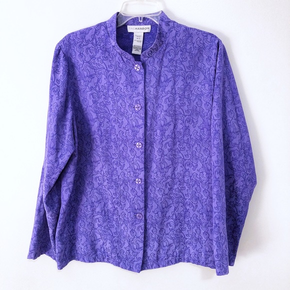 Sag Harbor Jackets & Blazers - Sag Harbor Jacket with Floral Design Purple Sz 16
